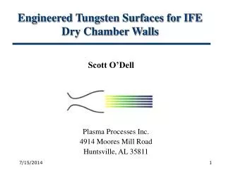 Engineered Tungsten Surfaces for IFE Dry Chamber Walls