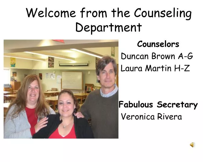 welcome from the counseling department