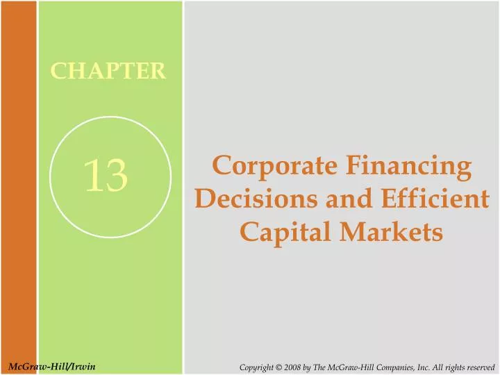 corporate financing decisions and efficient capital markets