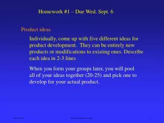 Homework #1 – Due Wed. Sept. 6