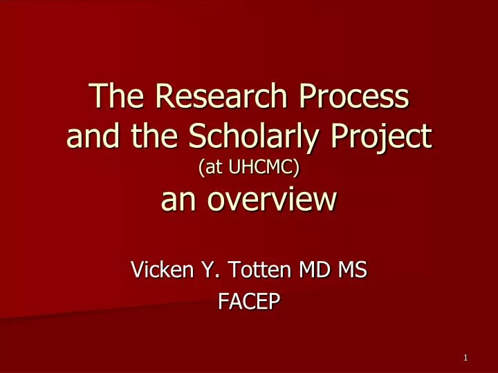 the research process and the scholarly project at uhcmc an overview