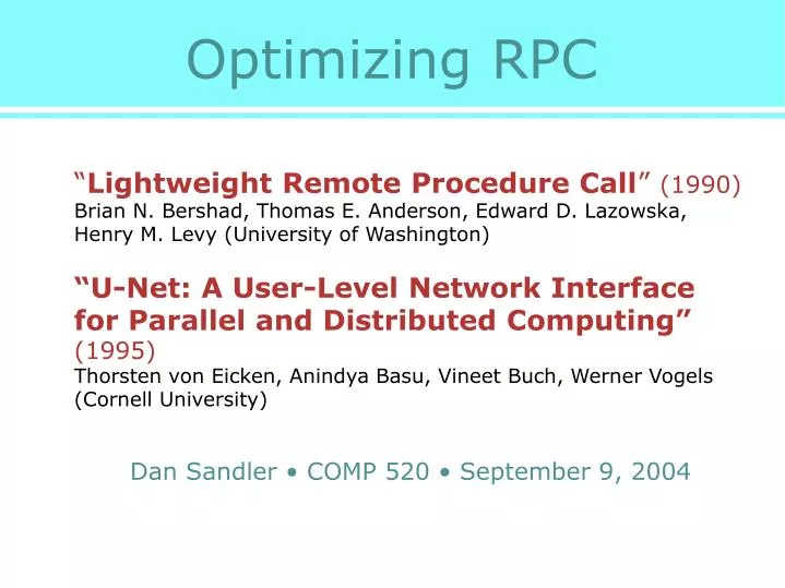 optimizing rpc