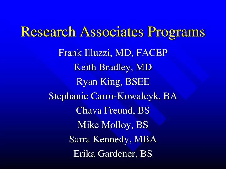 research associates programs
