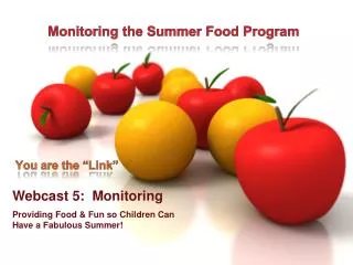 Monitoring the Summer Food Program