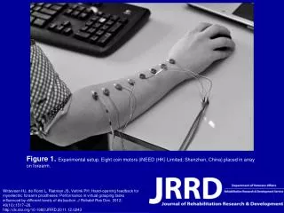 Figure 1. Experimental setup. Eight coin motors (iNEED (HK) Limited; Shenzhen, China) placed in array on forearm.