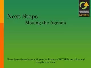 next steps moving the agenda