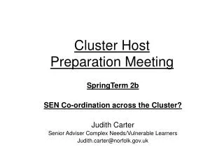 Cluster Host Preparation Meeting