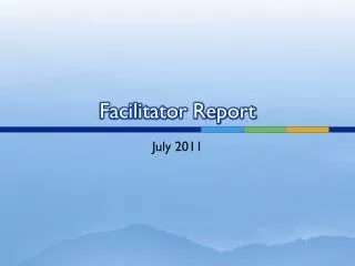 Facilitator Report