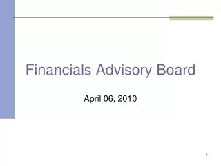 Financials Advisory Board