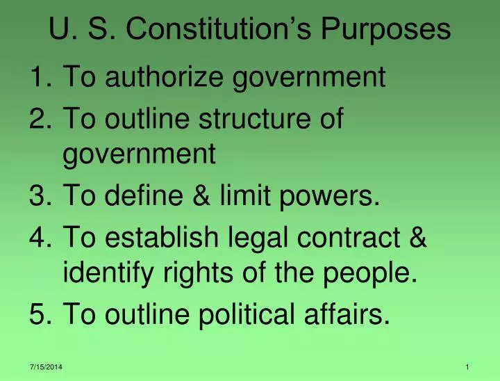 u s constitution s purposes