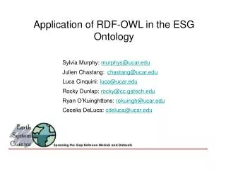 Application of RDF-OWL in the ESG Ontology