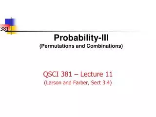 Probability-III (Permutations and Combinations)