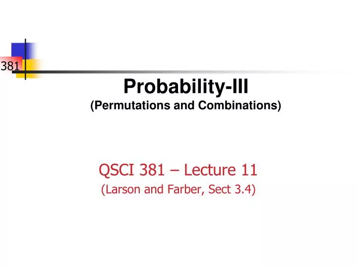 probability iii permutations and combinations