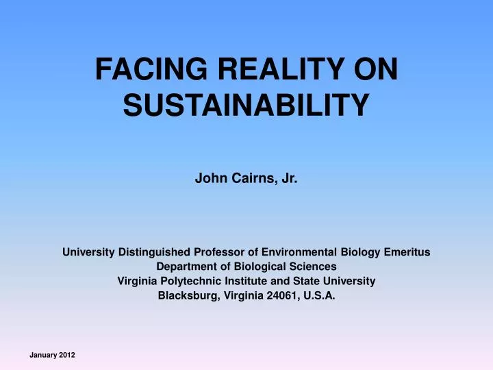 facing reality on sustainability