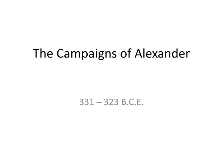 the campaigns of alexander