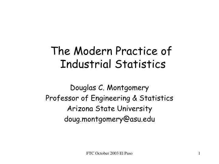 the modern practice of industrial statistics