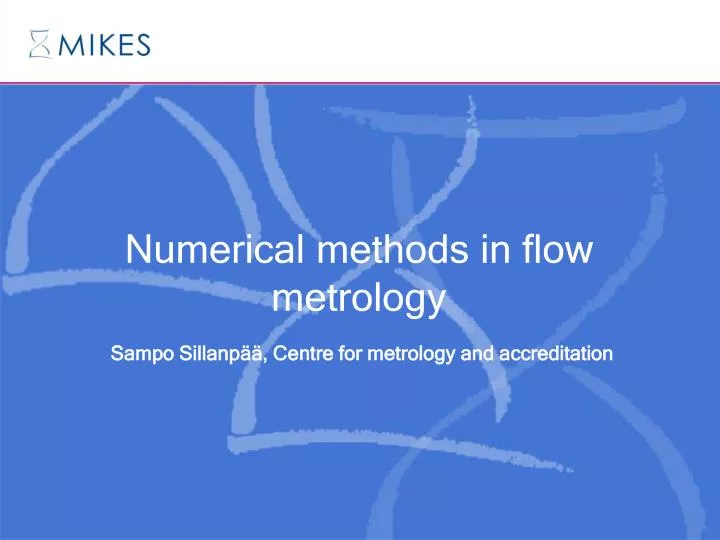numerical methods in flow metrology