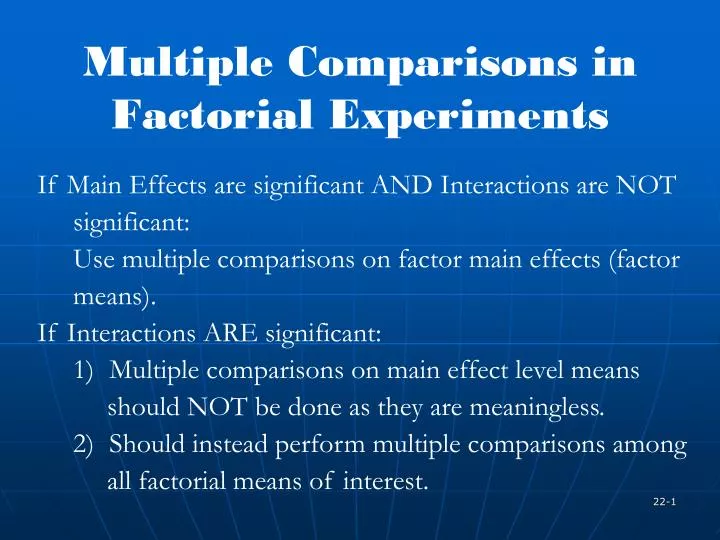 multiple comparisons in factorial experiments