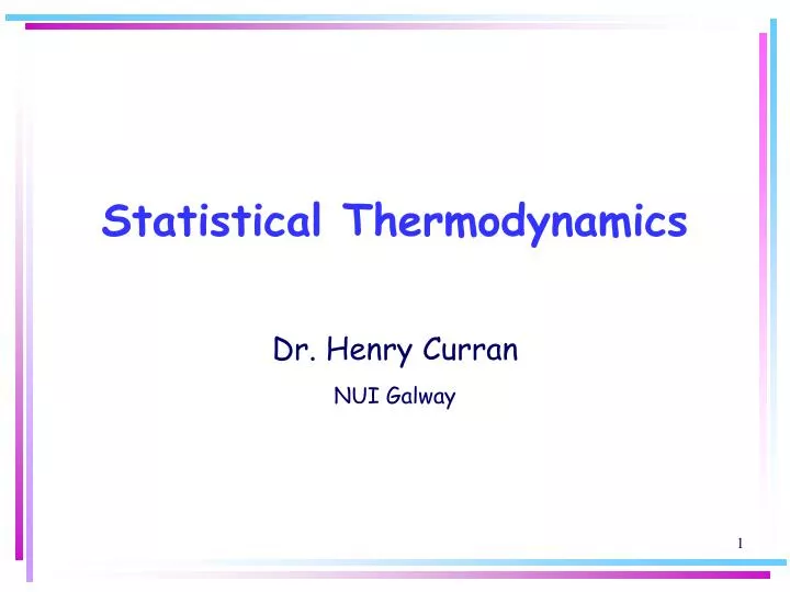 statistical thermodynamics