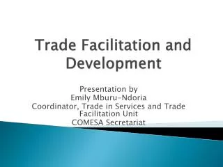 Trade Facilitation and Development