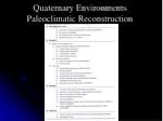 Quaternary Environments Paleoclimatic Reconstruction