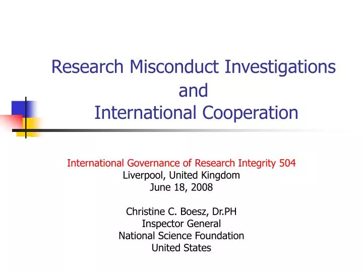 research misconduct investigations and international cooperation