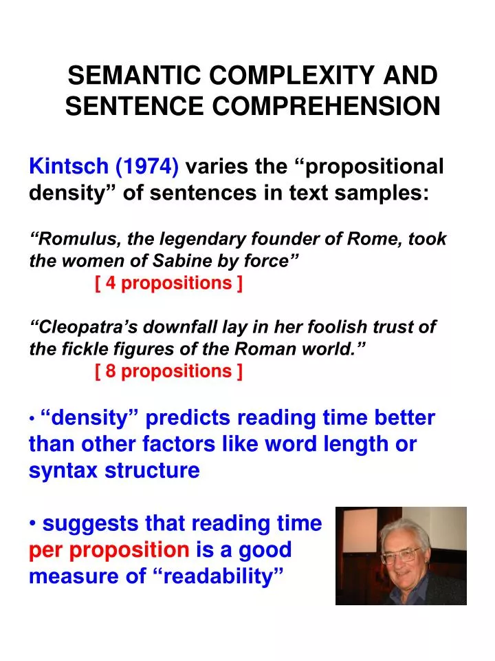 semantic complexity and sentence comprehension