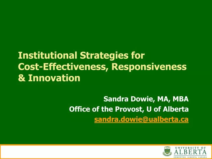 institutional strategies for cost effectiveness responsiveness innovation