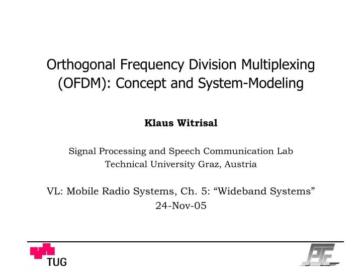 orthogonal frequency division multiplexing ofdm concept and system modeling