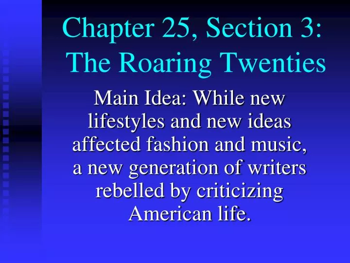 chapter 25 section 3 the roaring twenties