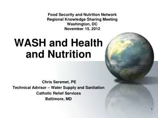 Food Security and Nutrition Network Regional Knowledge Sharing Meeting Washington, DC November 15, 2012