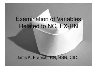 Examination of Variables Related to NCLEX-RN