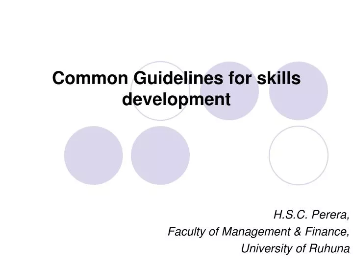 common guidelines for skills development