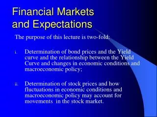 Financial Markets and Expectations