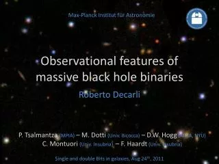 Observational features of massive black hole binaries