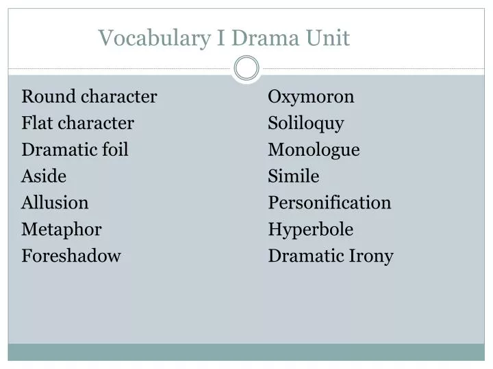 vocabulary i drama unit