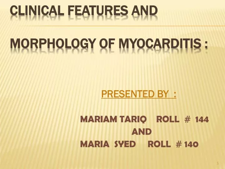 clinical features and morphology of myocarditis