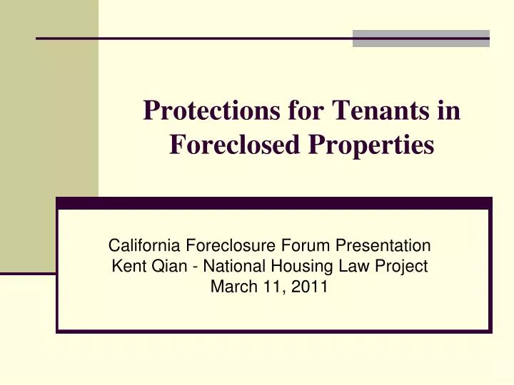 protections for tenants in foreclosed properties