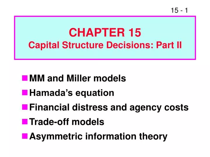 chapter 15 capital structure decisions part ii