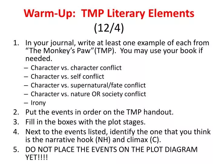 warm up tmp literary elements 12 4