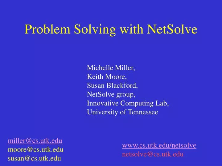 problem solving with netsolve
