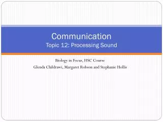 Communication Topic 12: Processing Sound