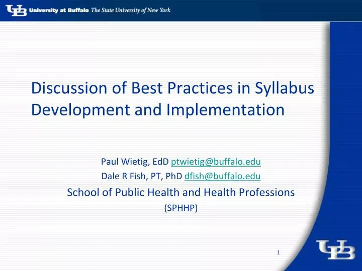 discussion of best practices in syllabus development and implementation