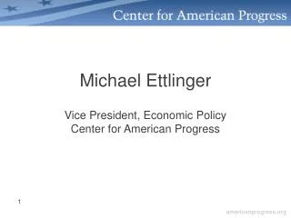 Michael Ettlinger Vice President, Economic Policy Center for American Progress