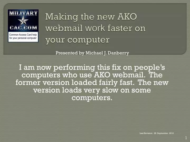 making the new ako webmail work faster on your computer