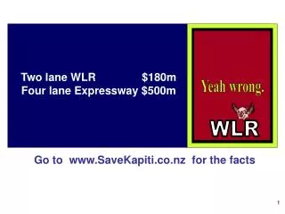 Two lane WLR $180m Four lane Expressway $500m