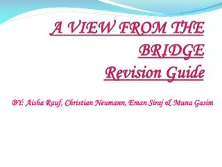 A VIEW FROM THE BRIDGE Revision Guide
