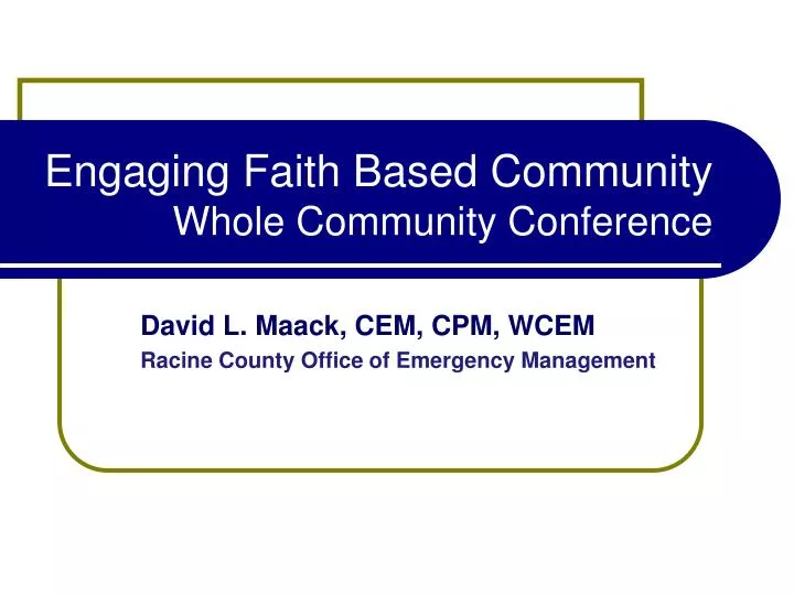 engaging faith based community whole community conference