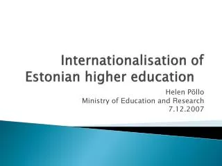 Internationalisation of Estonian higher education