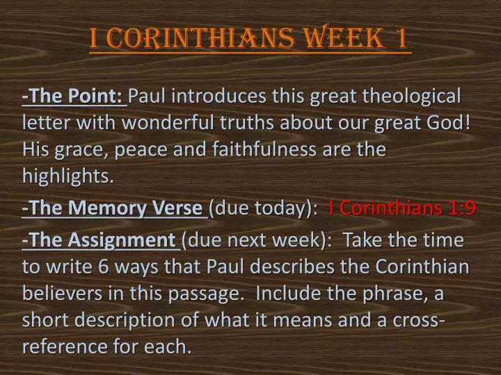 i corinthians week 1